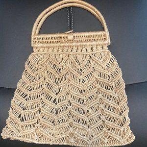Straw Crocheted half ring top handle bag